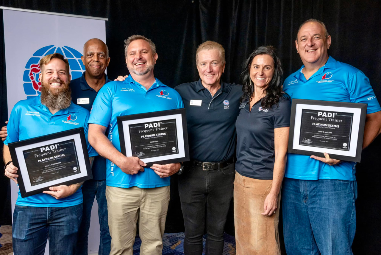 PADI Platinum Course Directors: When it comes to excellence, our talented scuba director trio at Rainbow Reef IDC comes to mind image